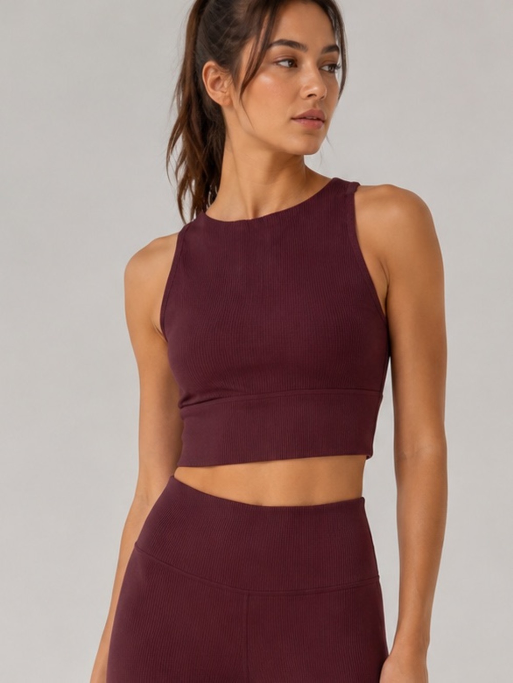 Betsey Johnson | S | Ribbed Crop Tank Top - Burgundy